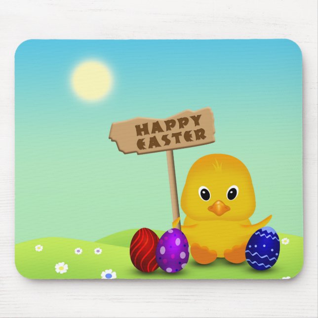 Niedlich Happy Easter Baby Chick Mousepad (Vorne)