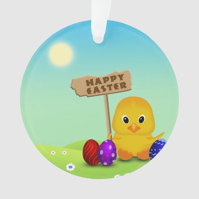 Niedlich Happy Easter Baby Chick Ornament (Vorderseite)