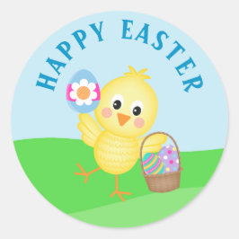 Niedlich Happy Easter Baby Chick Ostereier Runder Aufkleber