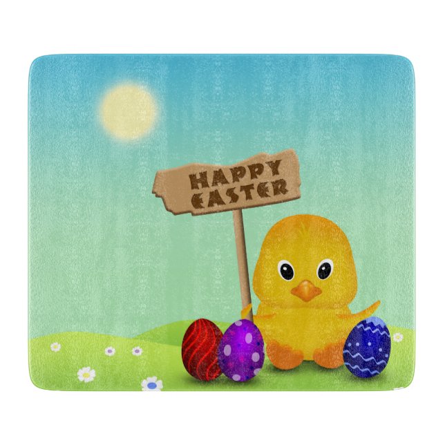 Niedlich Happy Easter Baby Chick Schneidebrett (Vorderseite)