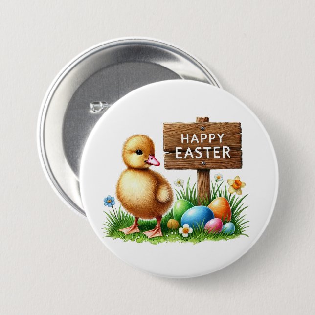Niedlich Happy Easter chick Button (Vorne & Hinten)