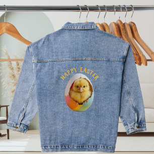 Niedlich Happy Easter Chick Hatching Colorful Egg Jeansjacke