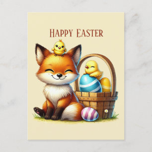 Niedlich Happy Easter Fux-Nachricht Feiertagspostkarte