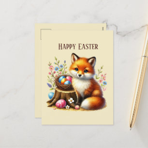 Niedlich Happy Easter Fux-Nachricht Feiertagspostkarte