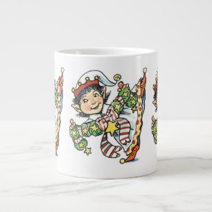 Niedlich Happy Elf Dancing, Retro Weihnachten Cart Jumbo-Tasse
