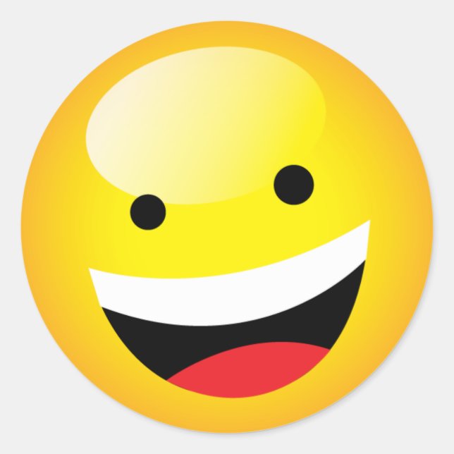 Niedlich Happy Emoji Laughing Face Party Time Symb Runder Aufkleber (Vorderseite)