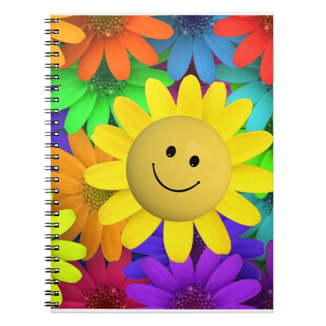 Niedlich Happy Face Blume Notizblock (Vorderseite)