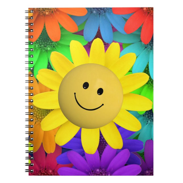 Niedlich Happy Face Blume Notizblock (Vorderseite)