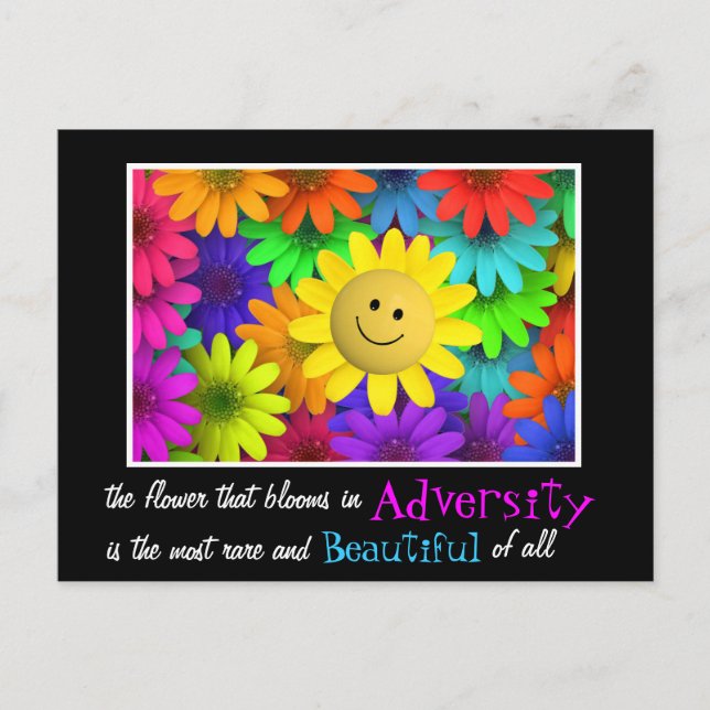 Niedlich Happy Face Blume Postkarte (Vorderseite)