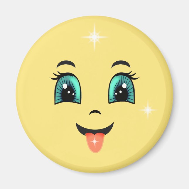 Niedlich Happy Face Emoji Magnet (Vorne)