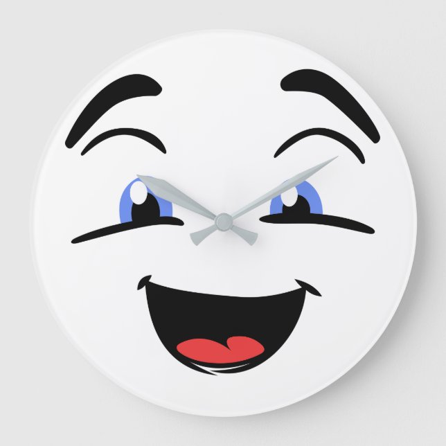 Niedlich Happy Face Große Wanduhr (Vorderseite)