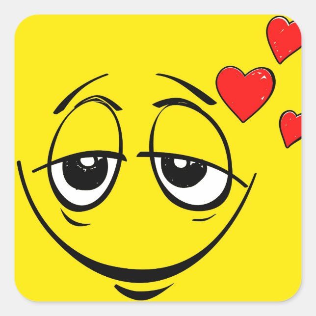 Niedlich Happy Face Liebe Emoji Quadratischer Aufkleber (Vorderseite)