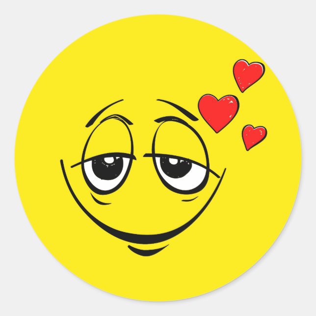 Niedlich Happy Face Liebe Emoji Runder Aufkleber (Vorderseite)