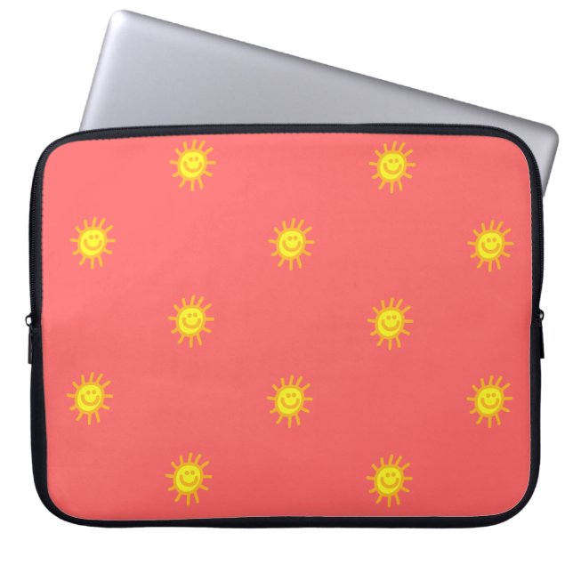 Niedlich Happy Face Sunshine Sun Pattern Coral Mod Laptopschutzhülle (Vorderseite)