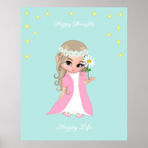 Niedlich Happy Fairy with Stars Motivierend Poster