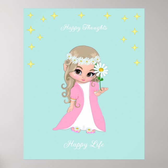 Niedlich Happy Fairy with Stars Motivierend Poster (Vorne)