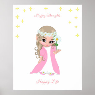 Niedlich Happy Fairy with Stars Motivierend Poster