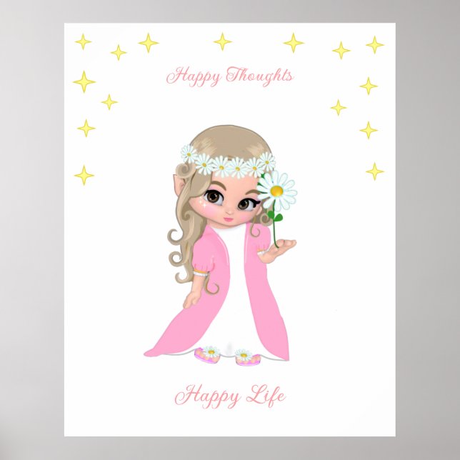 Niedlich Happy Fairy with Stars Motivierend Poster (Vorne)