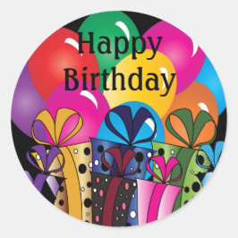 Niedlich Happy Geburtstag | Farbenfrohe Ballons un Runder Aufkleber