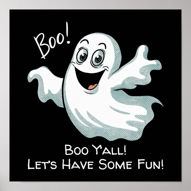 Niedlich Happy Ghost Poster (Vorne)