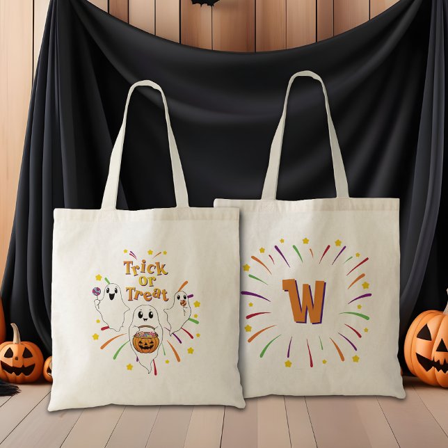Niedlich Happy Ghosts Halloween Cartoon Trick oder Tragetasche (Von Creator hochgeladen)