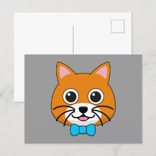 Niedlich Happy Ginger Cat mit Papillon Feiertagspostkarte