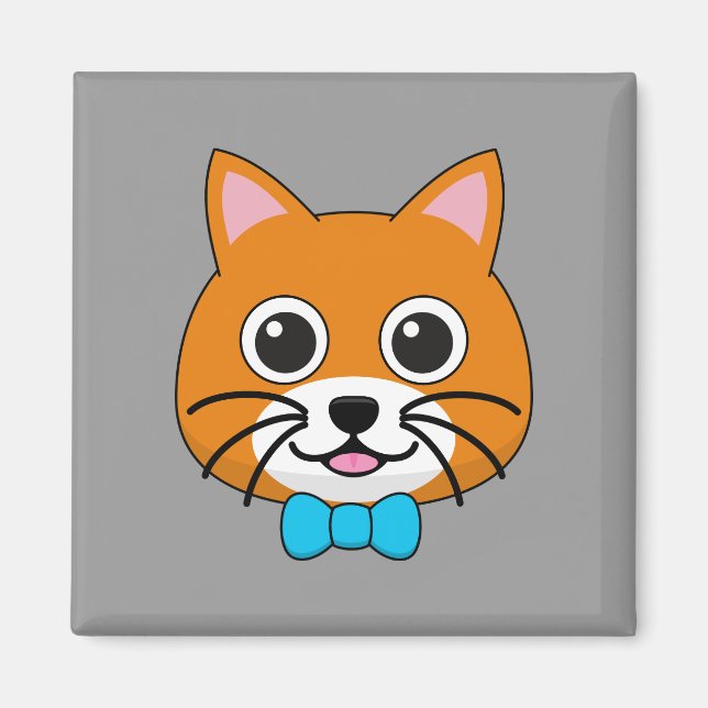 Niedlich Happy Ginger Cat mit Papillon Magnet (Vorne)