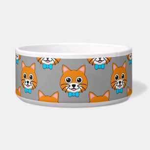 Niedlich Happy Ginger Cat mit Papillon Napf