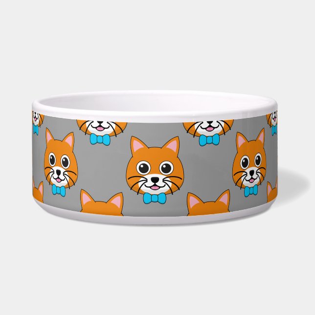 Niedlich Happy Ginger Cat mit Papillon Napf (Vorderseite)