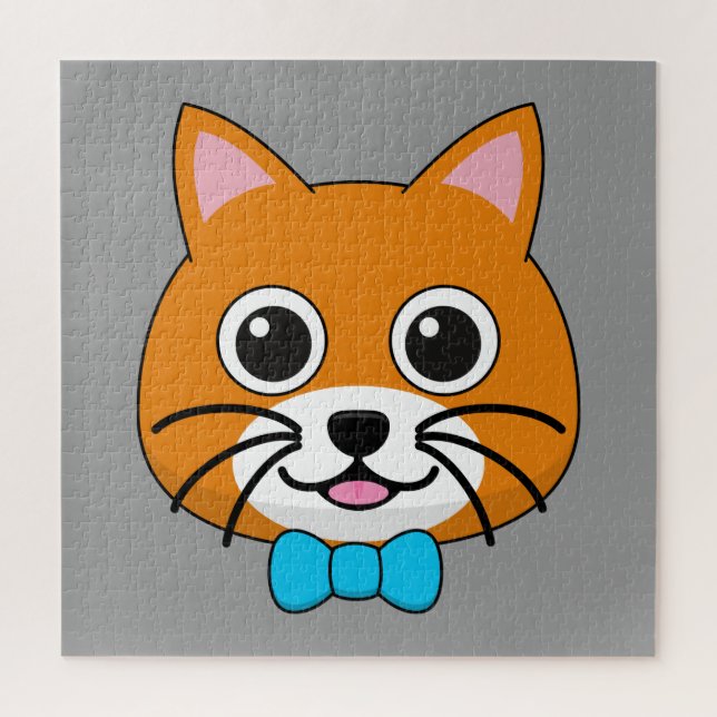Niedlich Happy Ginger Cat mit Papillon Puzzle (Vertikal)
