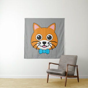 Niedlich Happy Ginger Cat mit Papillon Wandteppich