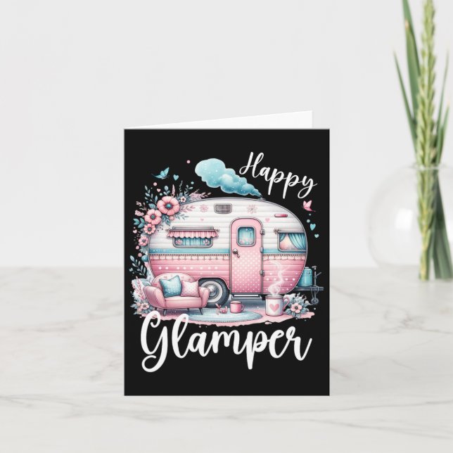 Niedlich Happy Glamper Caravan Camping Glamping Karte (Vorderseite)