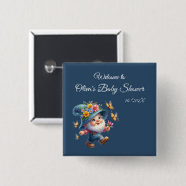 Niedlich Happy Gnome mit Butterfly Baby Showknopf Button
