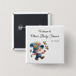 Niedlich Happy Gnome mit Butterfly Baby Showknopf Button