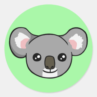 Niedlich Happy Gray Koala Gesicht Zeichnend Sticke Runder Aufkleber