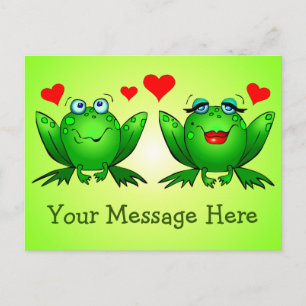 Niedlich Happy Green Cartoon Frogs Custom Message Postkarte