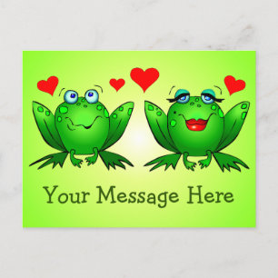 Niedlich Happy Green Frogs w Herz Custom Message Postkarte