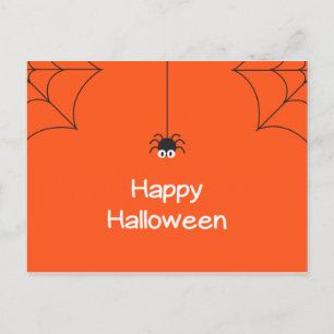 Niedlich Happy Halloween Hanging Spider mit Web Postkarte