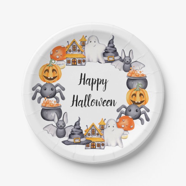 Niedlich Happy Halloween Illustration Paper Teller (Vorderseite)