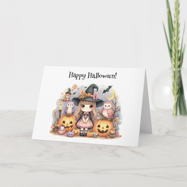 Niedlich Happy Halloween Kawaii Gruß Karte (Vorderseite)