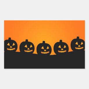 Niedlich Happy Halloween Kürbislaterne Rechteckiger Aufkleber