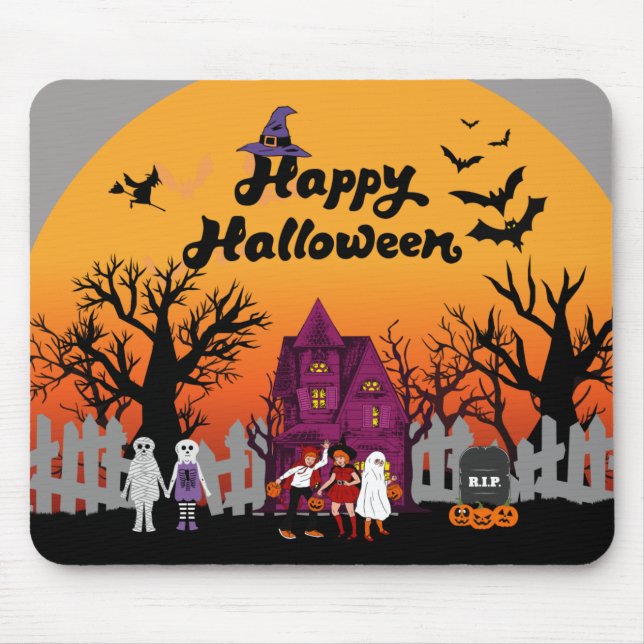 Niedlich Happy Halloween Mousepad (Vorne)