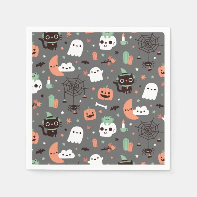 Niedlich Happy Halloween Pattern Party Supplies Serviette (Vorderseite)