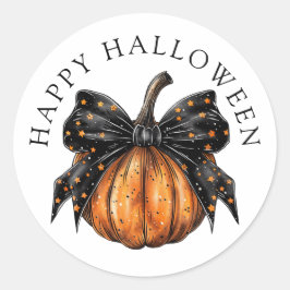 Niedlich Happy Halloween Pumpkin Black Star Bow Runder Aufkleber