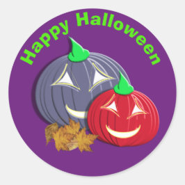 Niedlich Happy Halloween Pumpkin Faces Runder Aufkleber