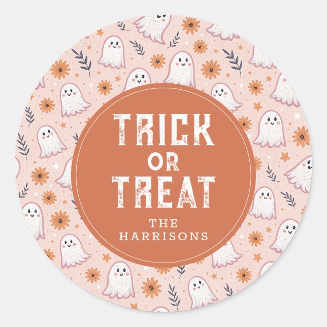 Niedlich Happy Halloween Round Stickers (Vorderseite)