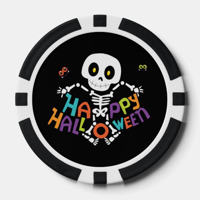 Niedlich Happy Halloween Skeleton Pokerchips (Vorderseite)