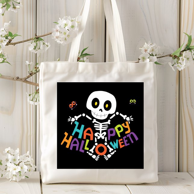 Niedlich Happy Halloween Skeleton Tragetasche (Von Creator hochgeladen)