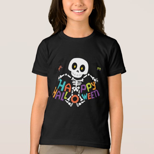 Niedlich Happy Halloween Skeleton Tri-Blend Shirt (Vorderseite)