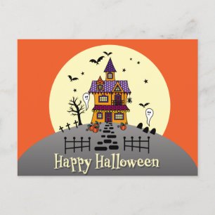 Niedlich Happy Halloween Spuk Haus Postkarte